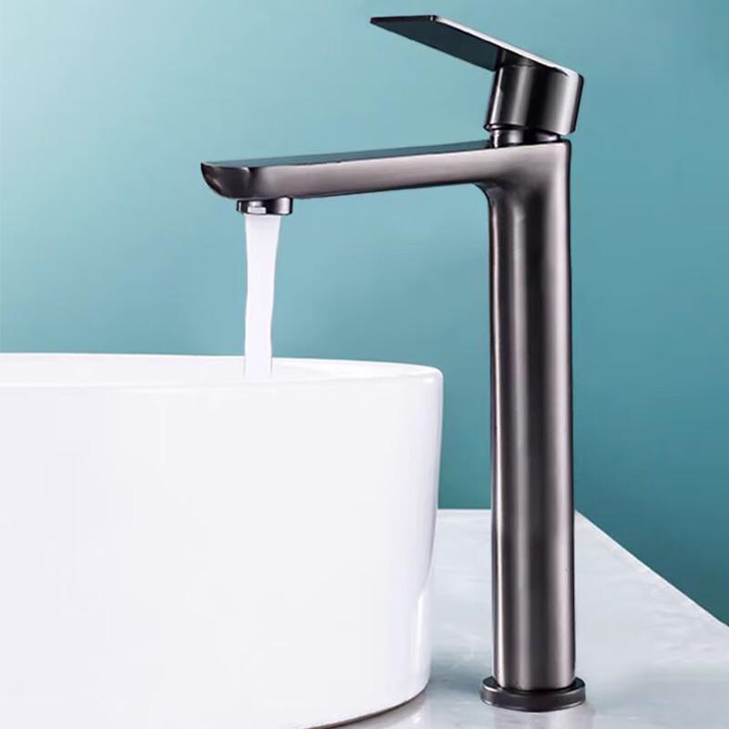 TLXT Gunmetal Single Cold Deck-Mounted Basin Faucet