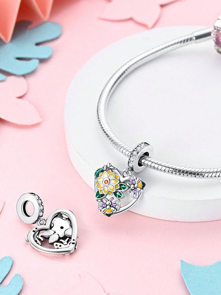 Charms Plata Copper Colors Spring Sunflowers Cherry Blossoms Beads Pendant For Original Bracelet For Women Diy Jewelry Love Gift