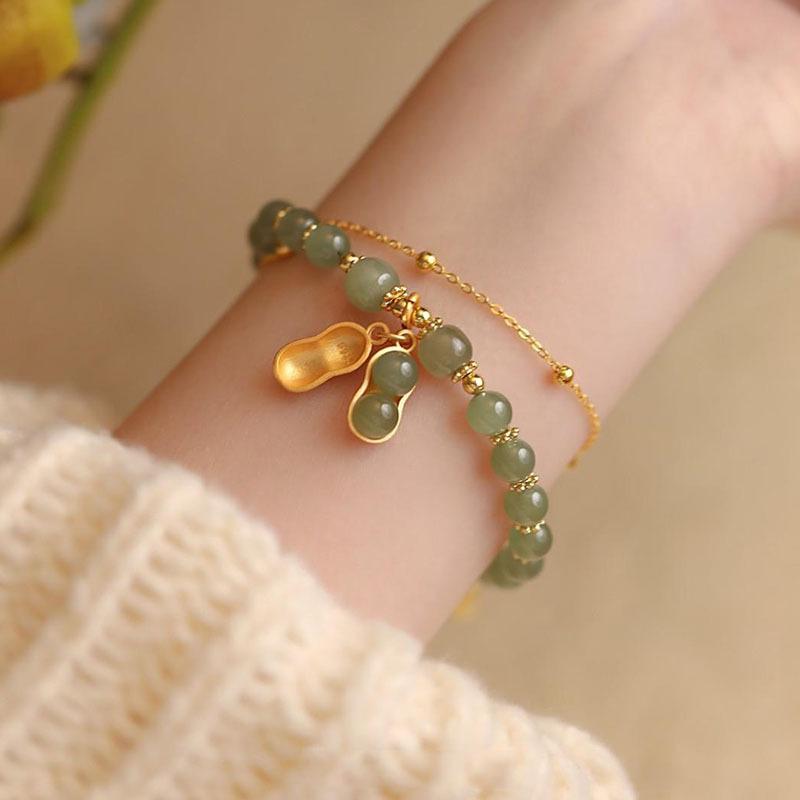 Guofeng Jade Rabbit bracelet adjustable fringe bracelet niche design promising future imitation jade bracelet Qixi Festival gift