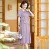 2026 New Chinese Style Elegant Short-Sleeve Summer Dress for Middle-Aged and Elderly Women