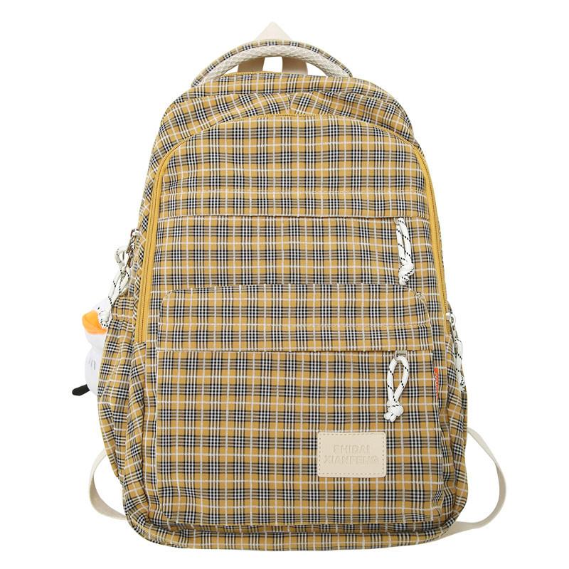 

Рюкзак в клетку для школьников большой емкости жёлтый