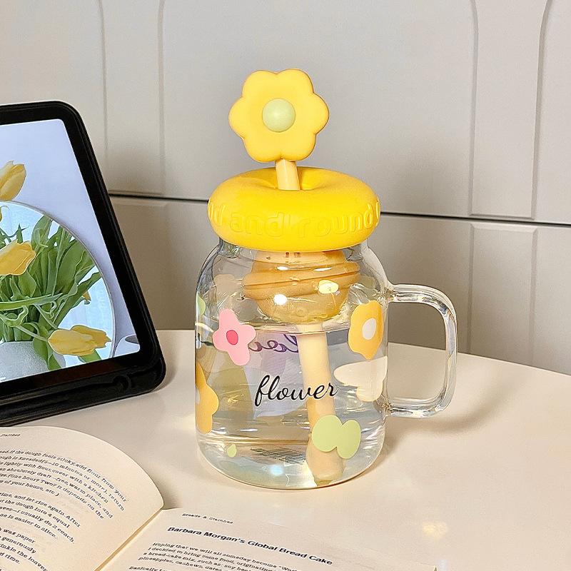 Water cup Large capacity glass High temperature resistant girls High value straw Tea separation cup New water cup