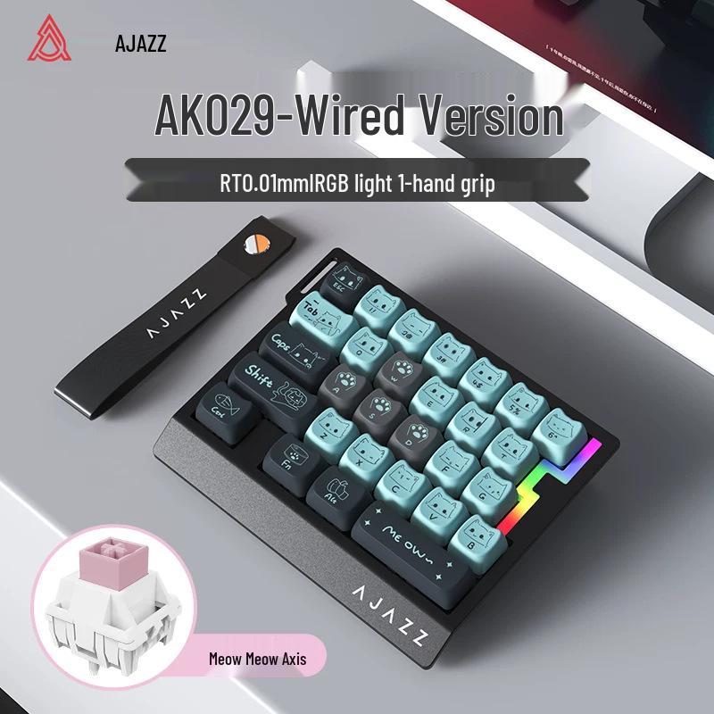 Ajazz AK029 One-Handed Gaming Keyboard, Magnetic Rice Shaft, Hi-Fi, 29 Keys, RGB, Customizable, Hot-Swappable