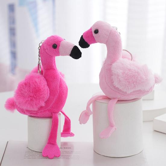 Bird Plush Keychain Alloy Chain Buckle Pink Feather Bird Doll Plushie Hanging Ornament Soft Cute Stuffed Animal Plush Doll Toy