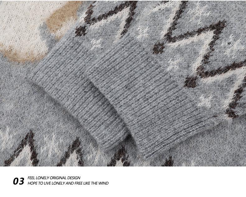 Unisex Lazy Style Jacquard Dog Sweater: Autumn/Winter Loose Round Neck Knitwear
