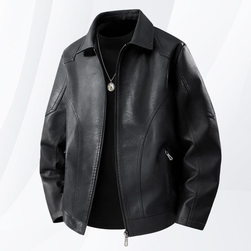 Men's Leather Jacket Large Size Leather Jacket Lapel Jacket Youth Trend Autumn and Winter New