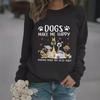 European American Cross Border Women Casual Autumn Winter Dog Print Pullover Round Neck Long Sleeve