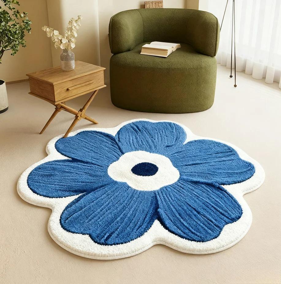 Flower Pattern Bedroom Decor Plush Carpet Fluffy Soft Carpets for Living Room Thick Washable Lounge Floor Mat Home Anti-slip Rug