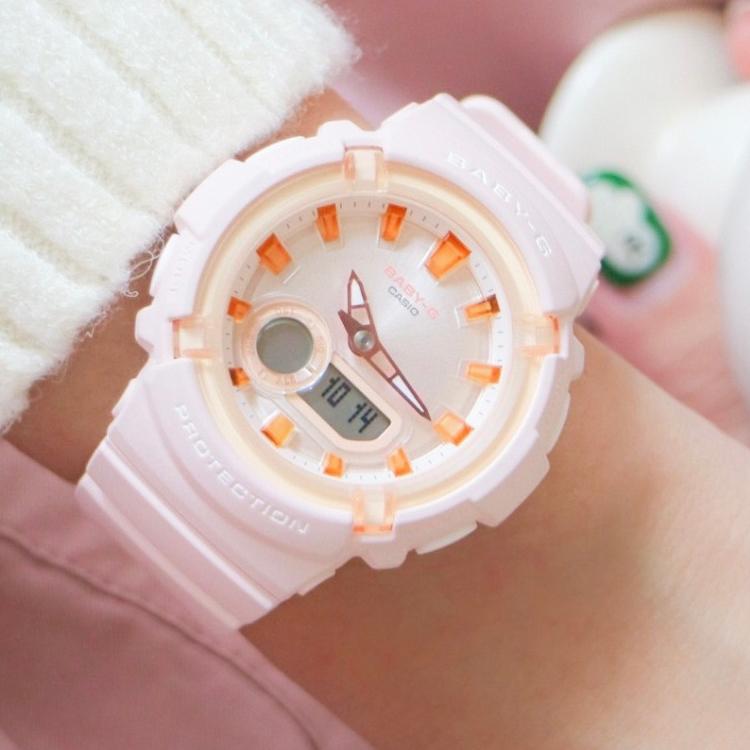Casio Baby-G Series 100M Waterproof Quartz Movement Resin Strap Watch Pink Dial Women Watches BGA-280SW-4A