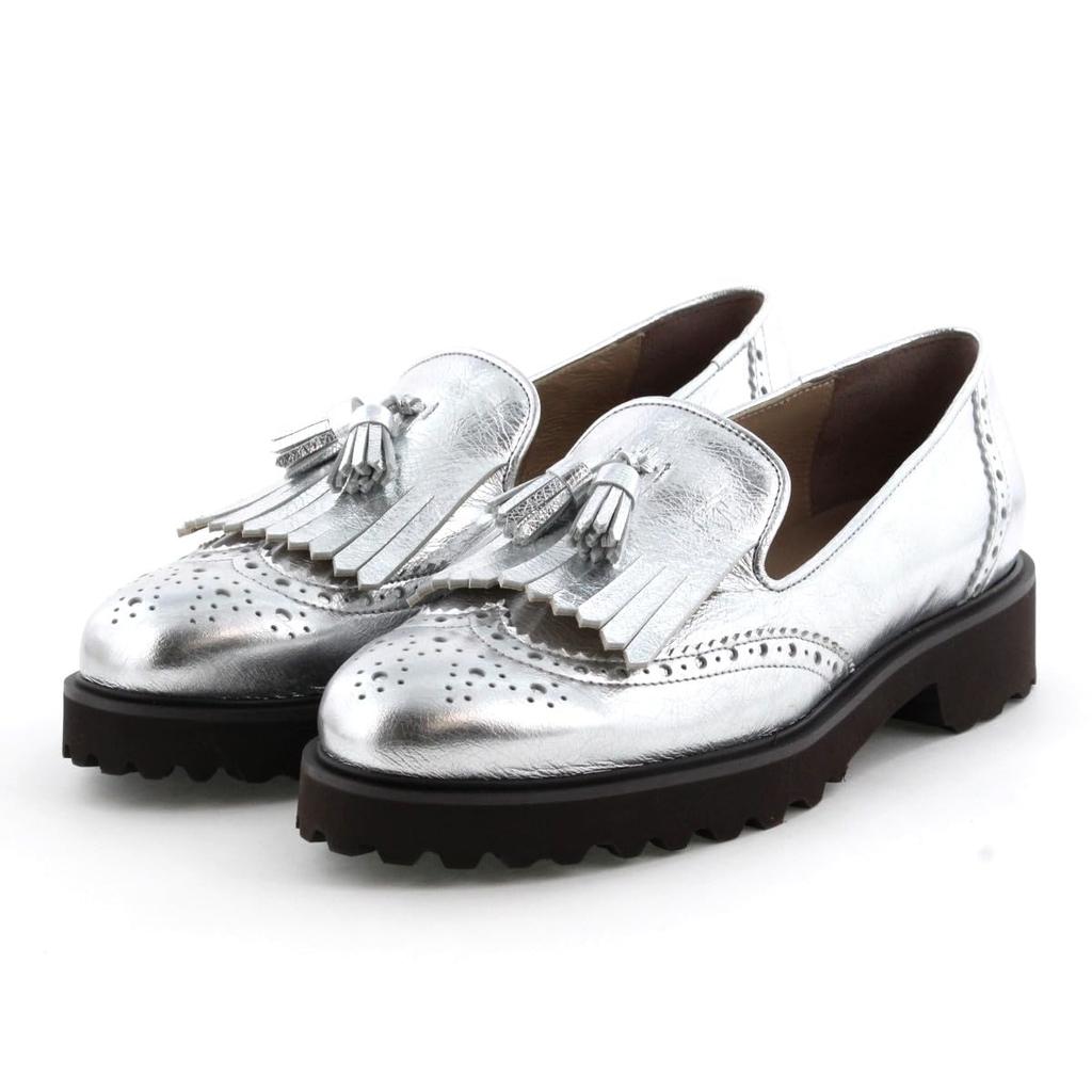HIMIKO Himiko Track Sole Quilted Tassel Loafers 641108 Silver 235 / / /
