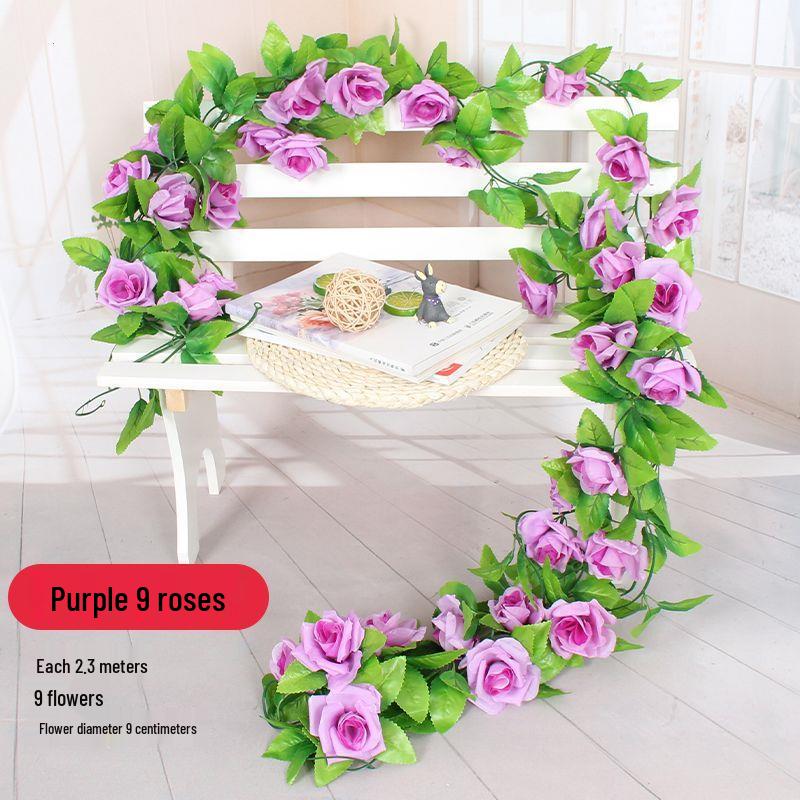 Artificial Rose Flower Vine for Balcony, Staircase, and Railings Decoration