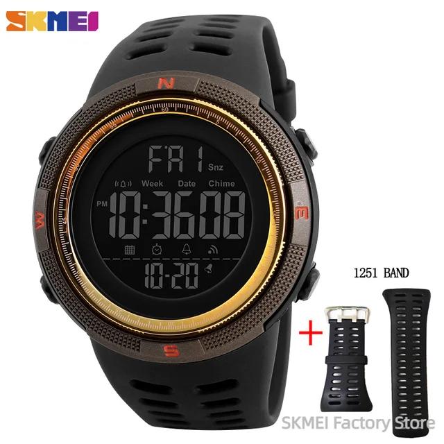 SKMEI 1251 Sports Digital Watch for Men Waterproof Military Electronic Student Mens Wristwatches Alarm Clock 1560 Reloj Hombre