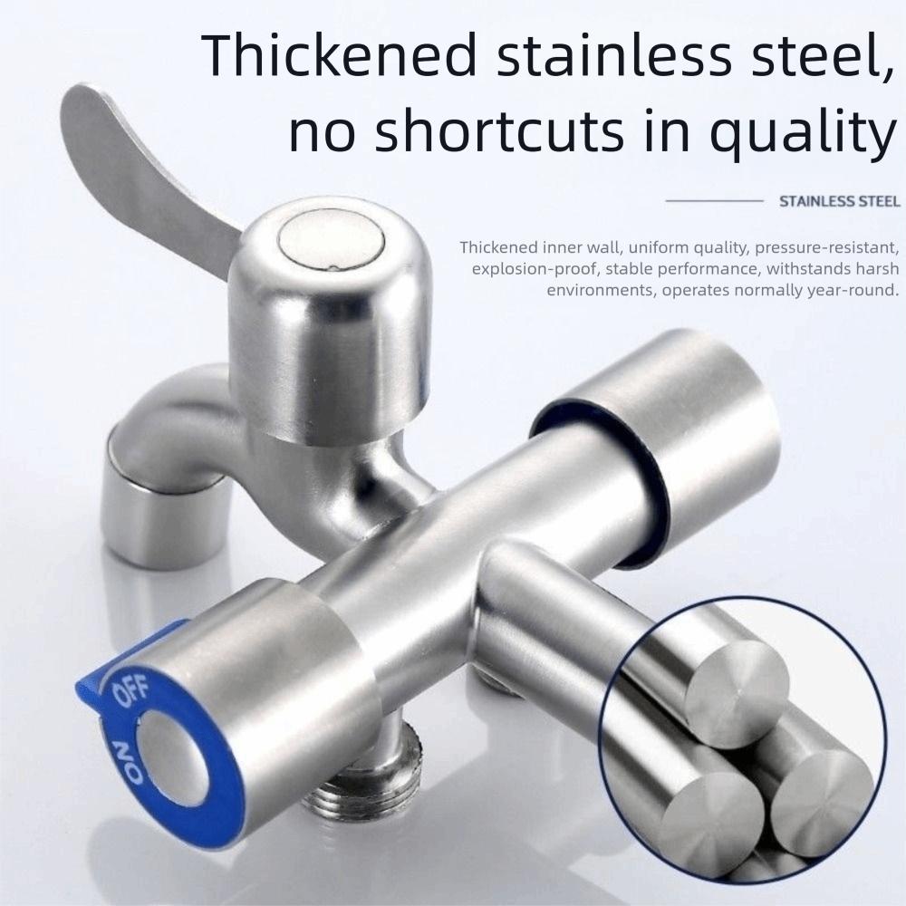One In Three Out Three Way Water Tap with Tape Angle Valve Faucet  Bathroom Fixture