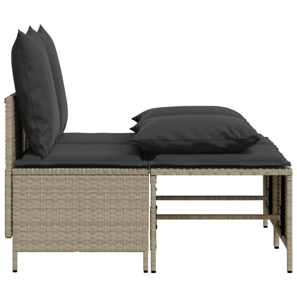 4 Piece Garden Sofa Set with Cushions Light Grey Poly Rattan