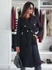 Autumn/Winter Women's Double-Breasted Wool Coat - Simple Fashion Solid Color with Belt