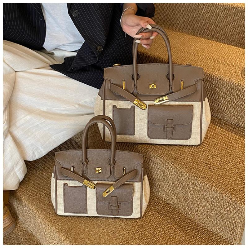 Fashion contrasting color large-capacity bag New commuter versatile messenger bag High-end women's portable platinum bag