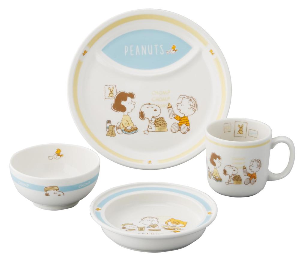 Snoopy Peanuts Tableware Set Gift Present Baby Gift Made In Japan Yamaka Shoten 4-piece Children's SN1700-113
