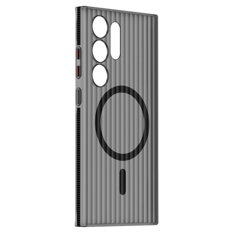 Corrugated Grating Is Suitable for Samsung S25Ultra Anti slip Magnetic Suction Mobile Phone Case S24P Skin Feeling Full Inclusive Anti Fall Protection