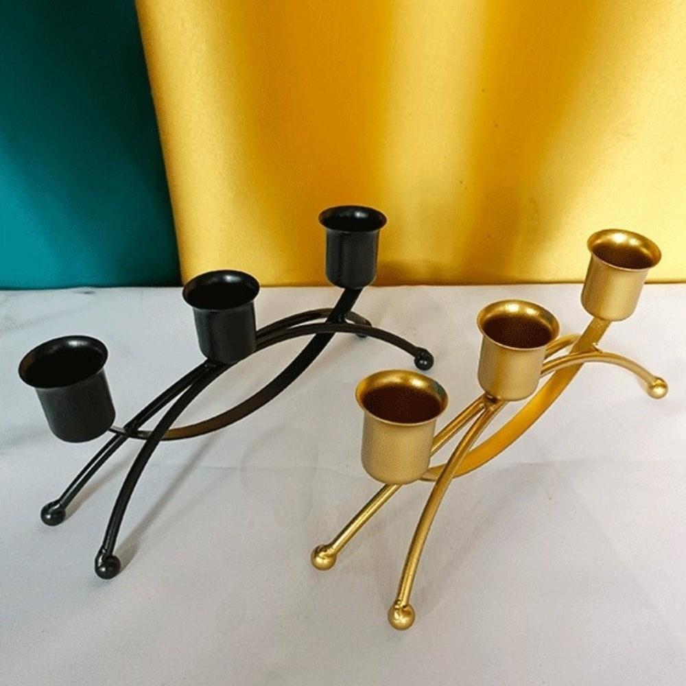 Metal Iron Candleholder Three Head Vintage Candelabra Candle Containers  Wedding Centerpiece
