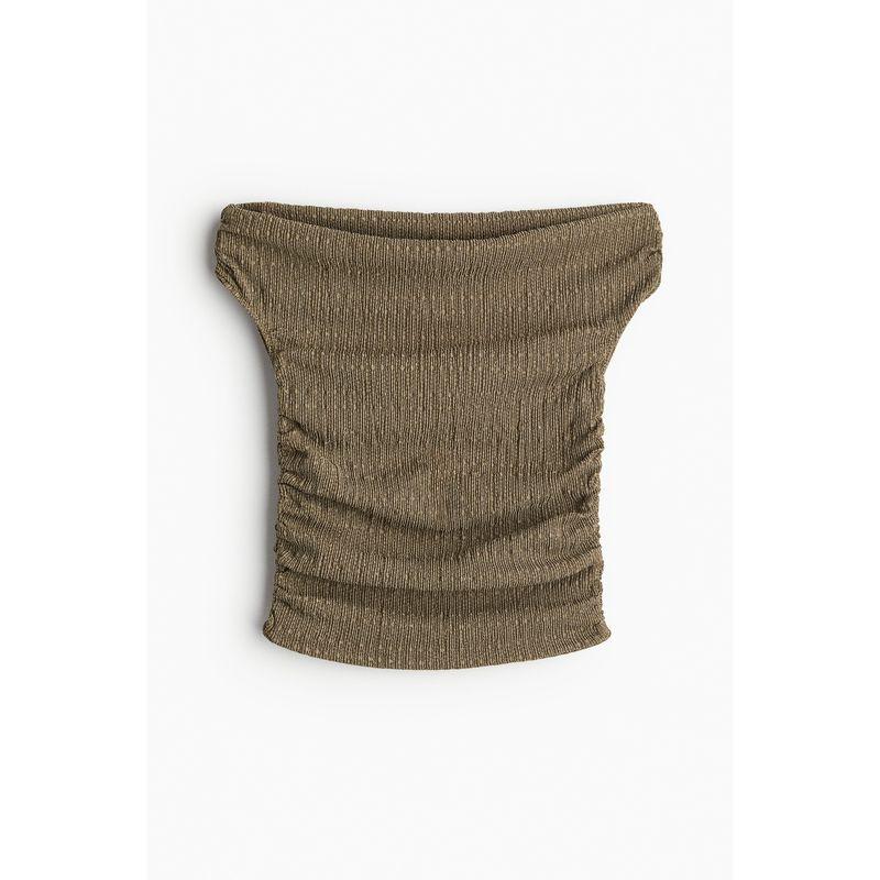 

HM Women s T-shirt Fall Fashion Comfort and Casual Wrinkle Feeling Silm Cold-Shoulder Sleeveless Tops 1243750 Dark khakis Green 155/80(XS)