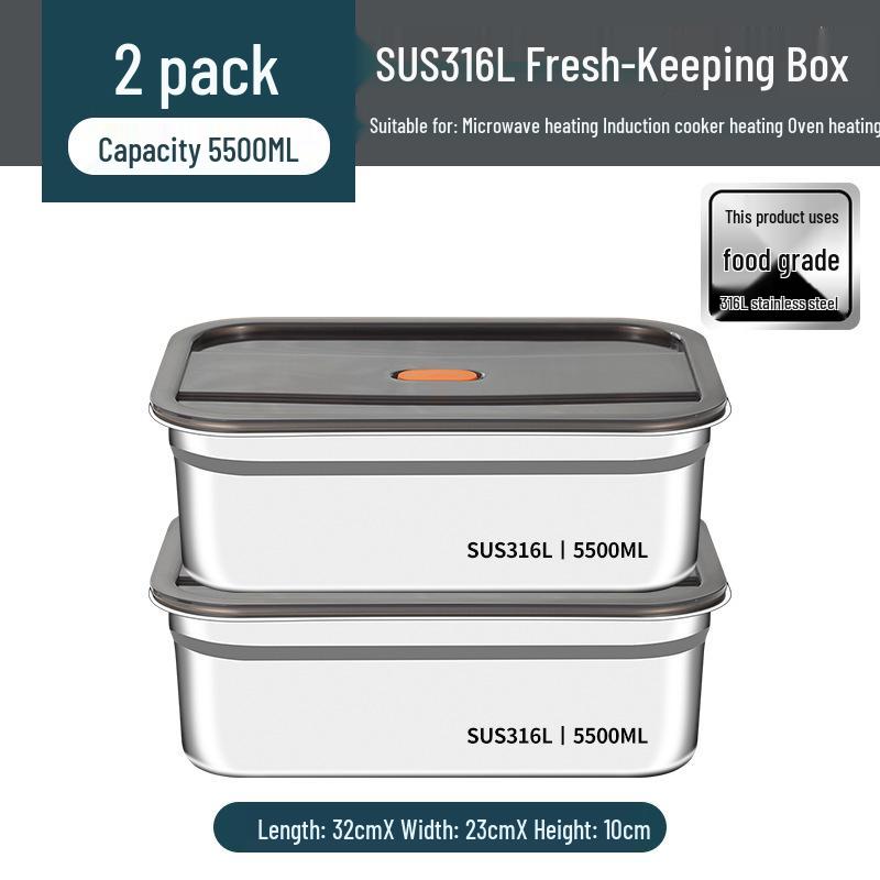 Stainless Steel Food-Grade Rectangular Dish Container with Lid