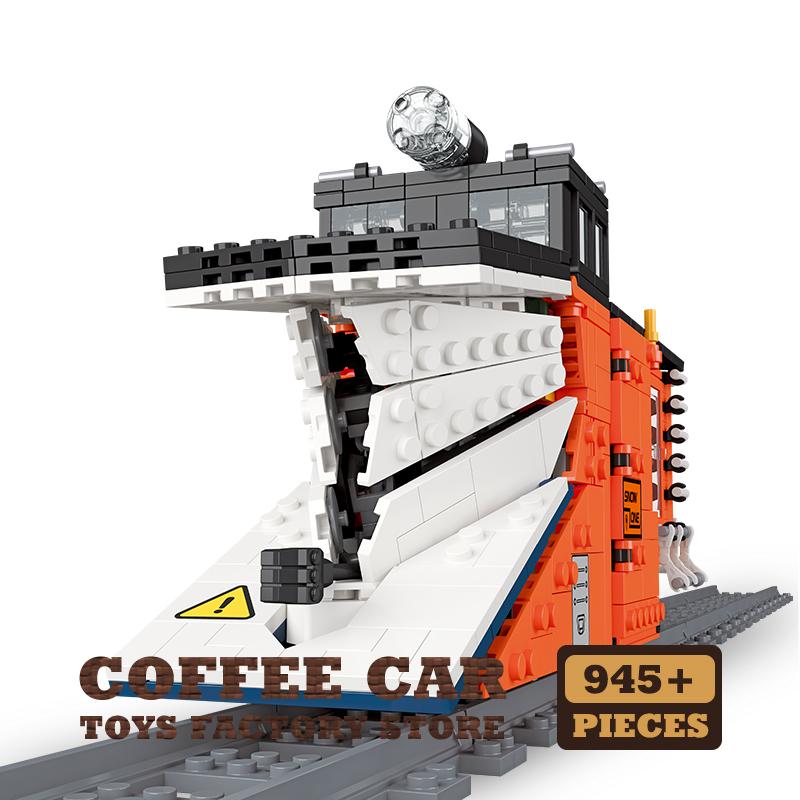 Technical City Train MOC Bricks LED 3D Model Snow Shoveling Locomotive Blocks STEM Cars Building Toys Friend Christmas Gifts NEW