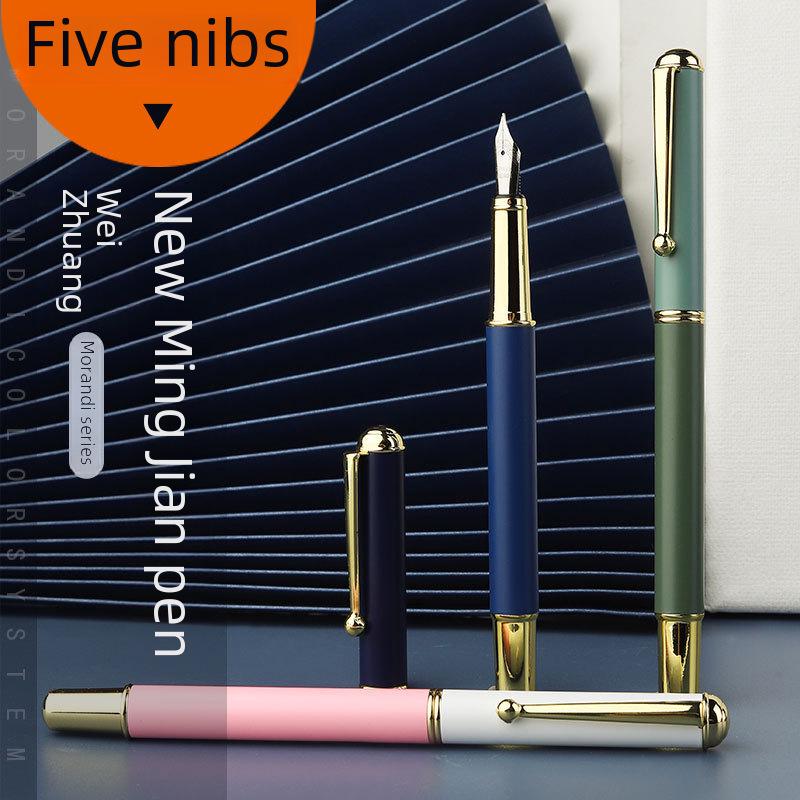 Mångsidig metallreservoarpenna: Kalligrafi- och kulspetspenna med flera spetsar för kontors- och studentbruk