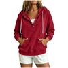 Damen Halbknopf Kapuzenpullover Kordelzug Langarm Kängurutasche Locker Lässig Pullover Einfarbige Tägliche Streetwear Sweatshirt