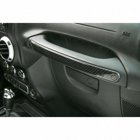 Carbon Fiber ABS Copilot Handle Cover Trim Strip For 2011-2017 Jeep Wrangler JK