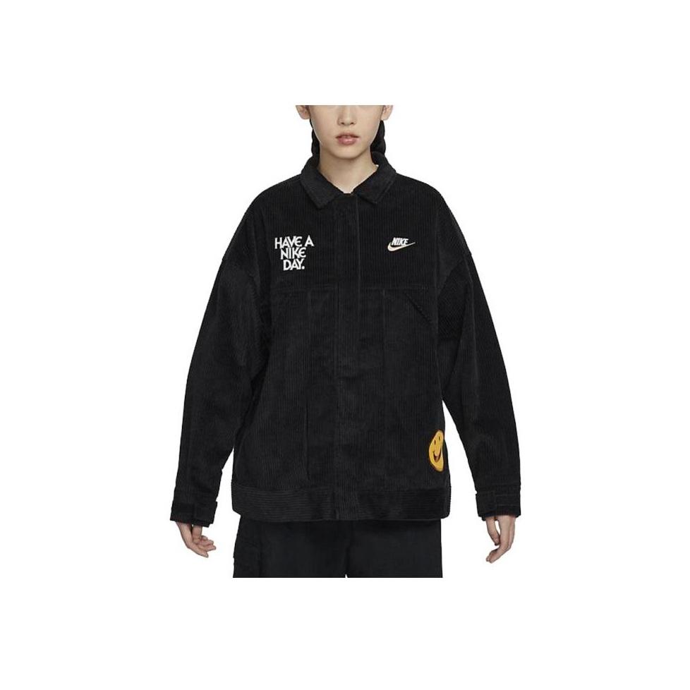 Nike Embroidered Logo Polo Sports Jacket Women Jacket Black HF0355-010