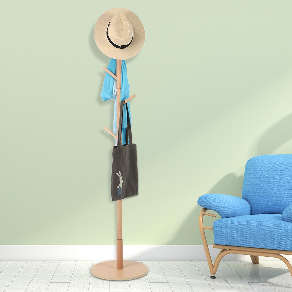 Деревянная напольная вешалка для одежды с круглой подставкой для прихожей, холла, для декора белый