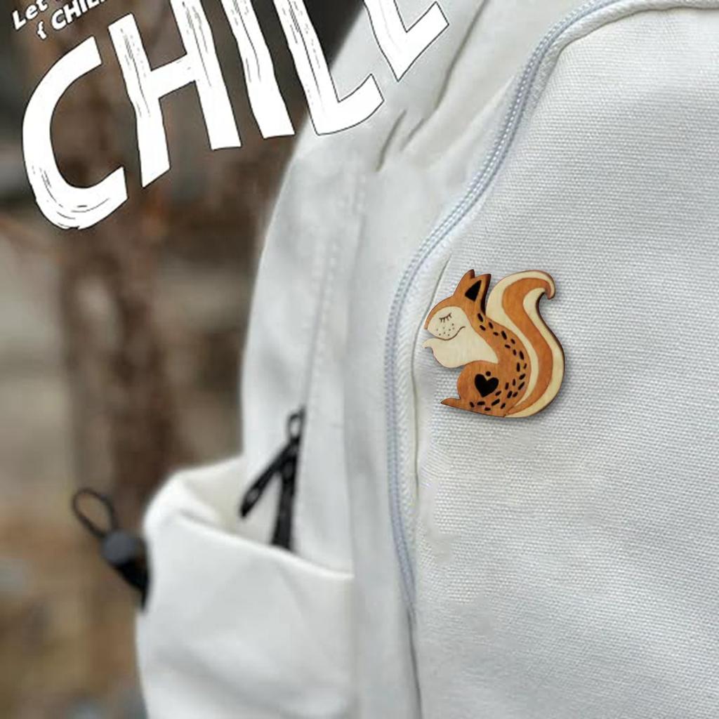 1 buc. Broșă de animale sculptată în lemn Pin Broșă din lemn de animale din desene animate Broșă retro creativă pentru femei, Clip pentru șal, cadou pentru fată pentru pulover