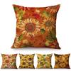Nordic Yellow Sunflower Hand Painting Cushion Cover Rural Pastoral Pumpkin Vine Leaves Sofa Decoration Chair Pillow Case Cojines