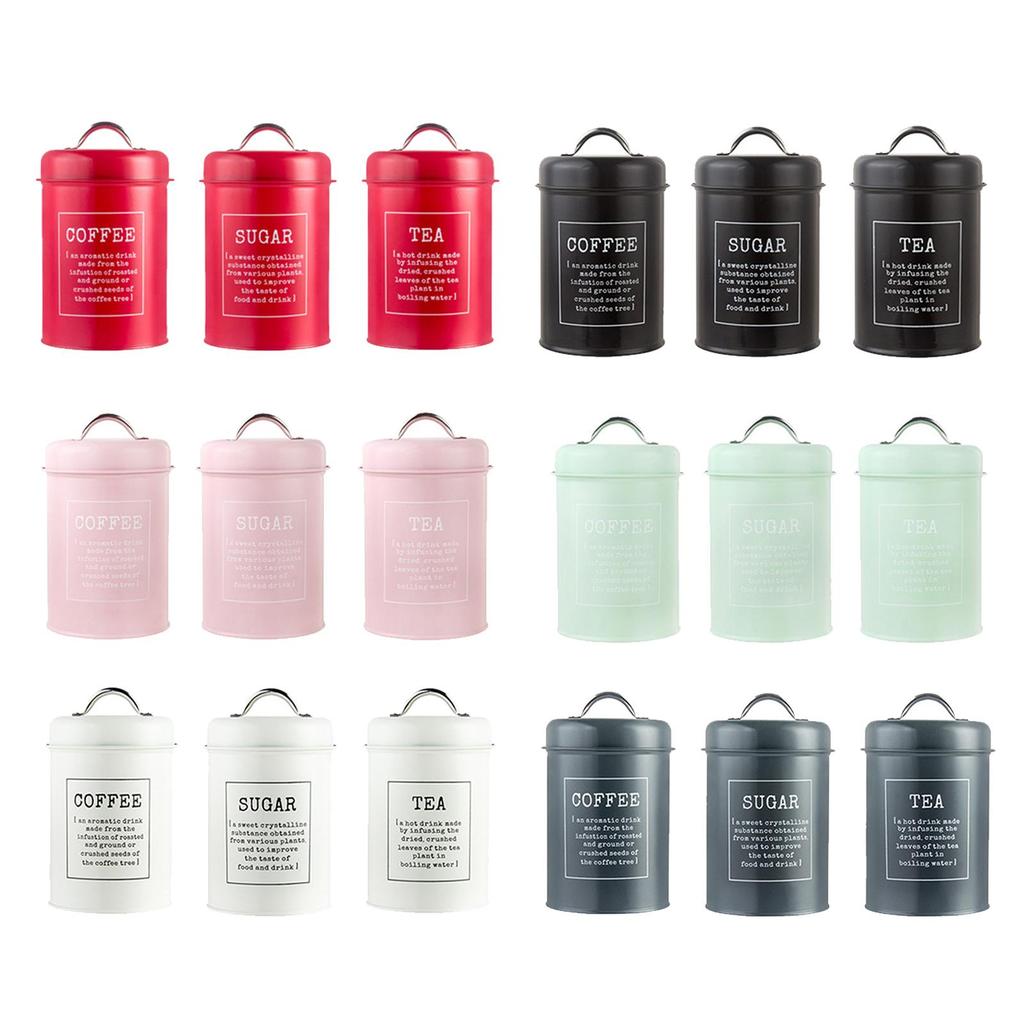 Juego de Recipientes Metálicos para Cocina Herméticos para Café, Té, Azúcar Botes Contenedores 1200ml