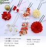 JZOON Hair Handcrafted Hair Ornament with Golden Perfect for and other Japanese and Ornament Handmade, Tsumami-zaiku Bells, Ornament, Red,