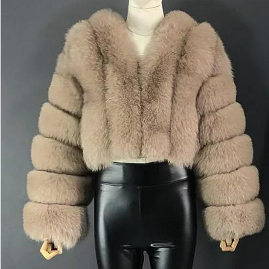 Manteau à manches longues pour femme en fausse fourrure de renard de style européen et américain