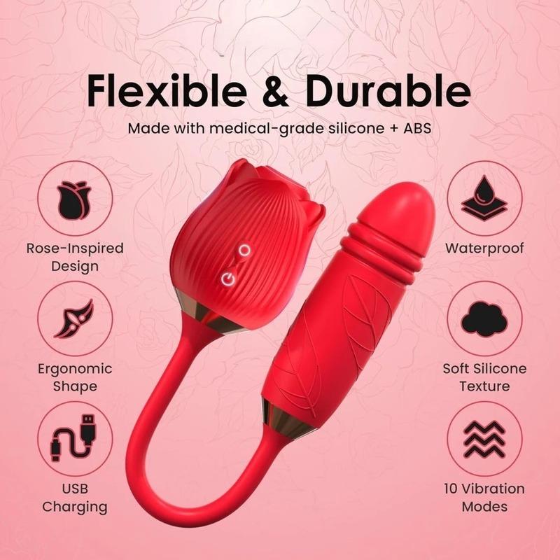 3in1 Thrusting Anal Vibrator Female Rose Sucking Clitoris Stimulator Dildo Licking Vagin Massager Masturbator Sex Toys for Women
