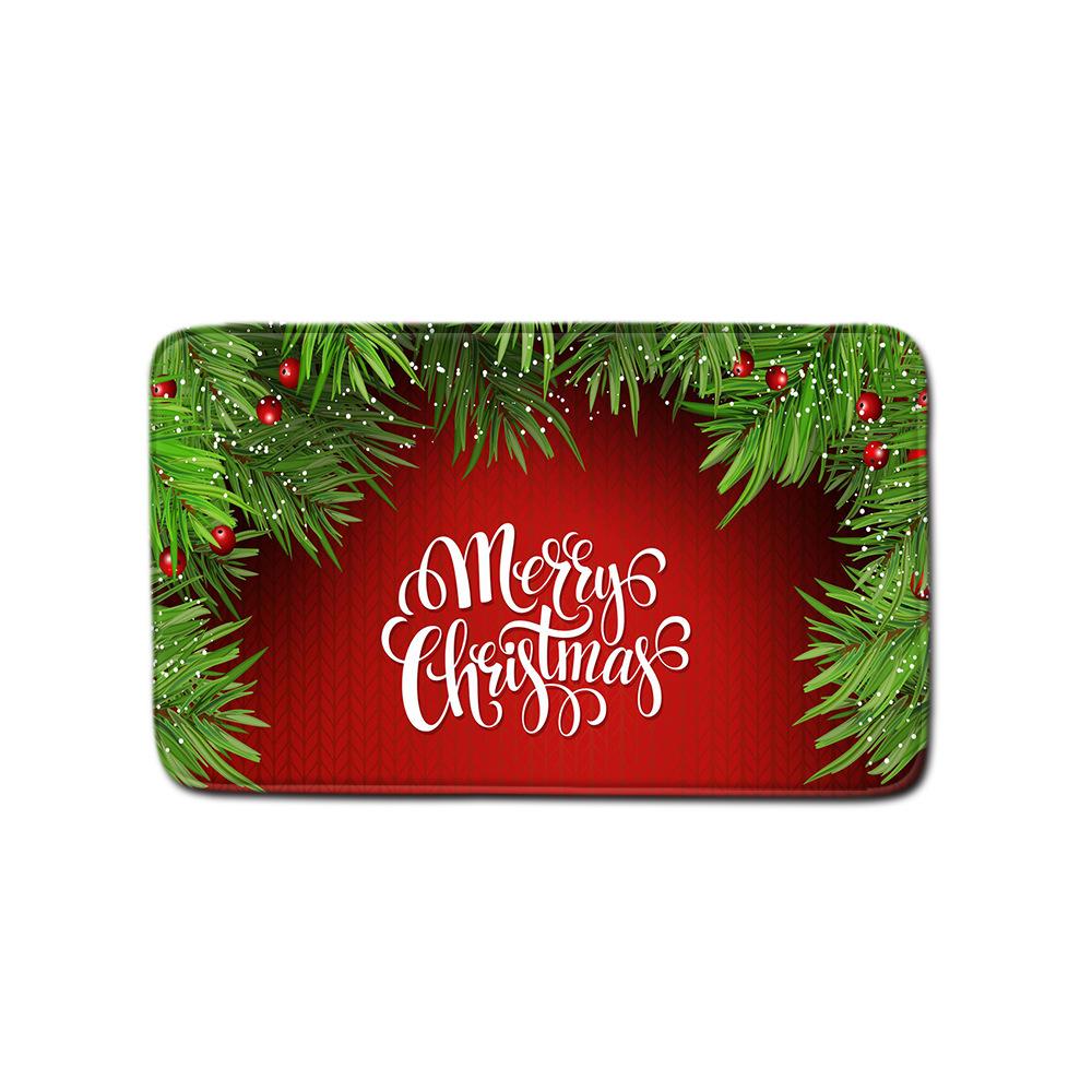 Christmas Shower Curtain Floor Mat Combination Four-Piece Set Bathroom Toilet Carpet Shower Room Mat Foot Mat