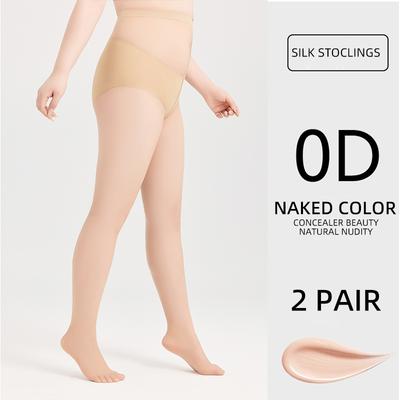 1/4 Paia Collant Estivi da Donna 0D Sottili Trasparenti in Nylon Sexy Elastici Slim Collant con Parte Superiore a Controllo e Punta Rinforzata Calze Lunghe