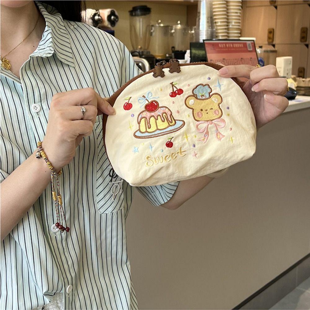 Portable Embroidery Cosmetic Bag Cloth Skincare Storage Bag Makeup Pocket Nylon Makeup Bag  Girls