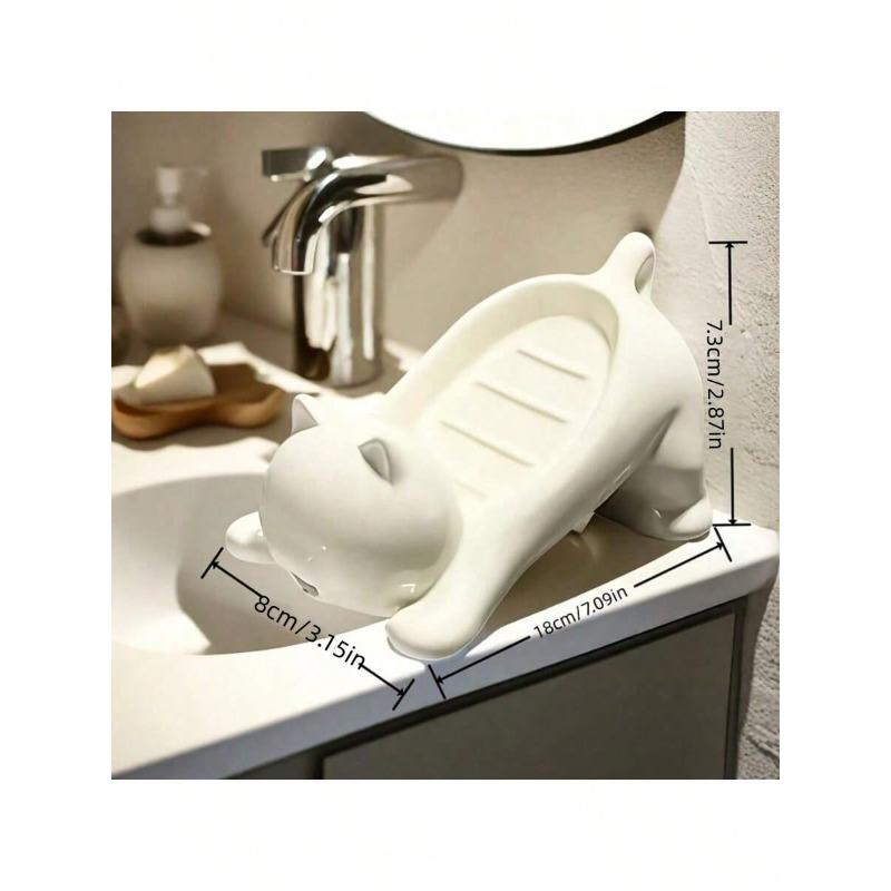 Cartoon Cat Shaped Automatic Dishwashing Liquid Tray - Bathroom Storage Box, Ideal For Storing Soap, Bathroom Organizer And Storage
