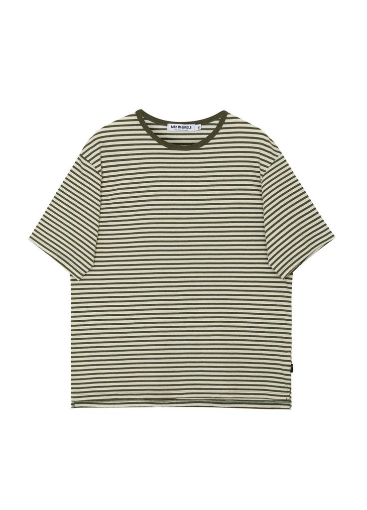 MEN IN JUNGLE Allez Striped T-Shirt - Olive