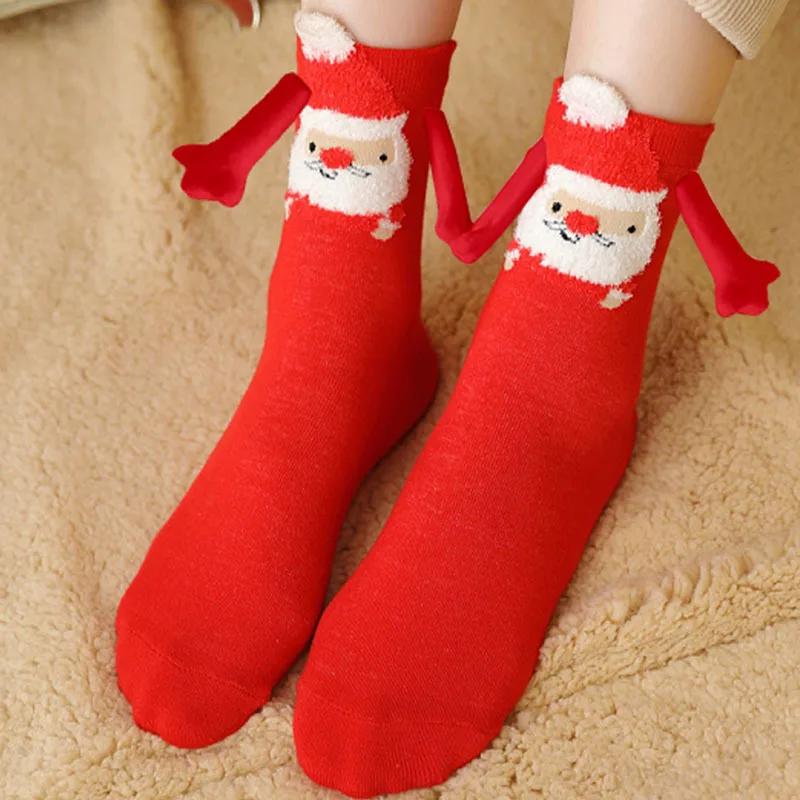1-10Pairs Christmas Socks Funny Cartoon Print Elk Snowman Santa Candy Bar Novelty Socks for Women Kids Holiday Party Gift Set