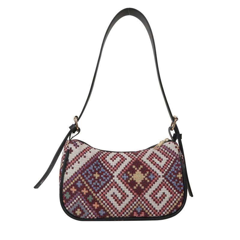 Chic Simple Urban Oxford Cloth Handbag With Elegant Floral Pattern For Women