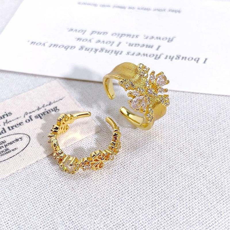 Medieval Vintage Premium Flash Diamond Retro Brushed Wide Version Open Ring Niche Light Luxury Stacked Ring Woman