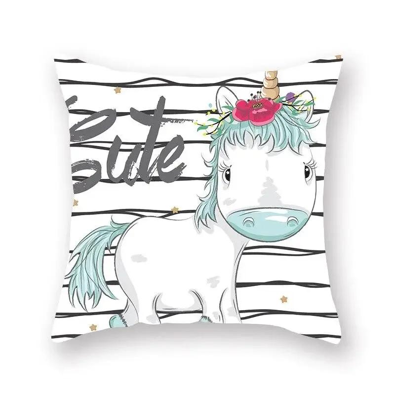 Einhorn-Print Kissenbezug Partydekoration Geburtstag Pfirsichhaut Kissenbezug