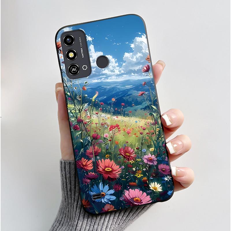 Phone Case For ZTE Blade A53/A53 Plus/Optus X Delight 2 Jelly Soft Black Cover Cute Printed Pattern Rabbit Lamp Penguin Casing