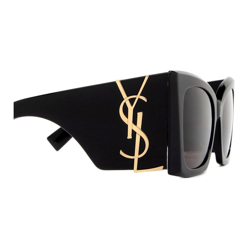 Saint Laurent Buchstabenlogo Metallnasenpads Unregelmäßiges Gestell Sonnenbrille Damen Sonnenbrille Schwarz SLM119F-BLAZE001