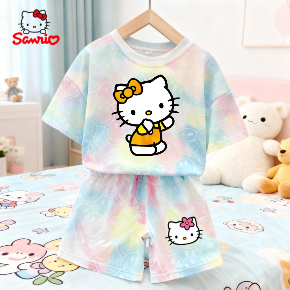 

Літні Кавайні Набори Hello Kitty Дихаючі М які Дитячий Одяг Для Маленьких Дівчаток Милий Мультяшний 3D Принт Короткий Рукав Тонкий Дво peças 160