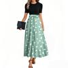 Damenmode Lässiger Gürtel Kurzarm Rundhals Retro Gepunktet Gedruckt Spleißen Elegantes Temperament Kleid